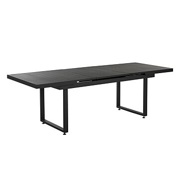 Garden Table Black Aluminium 180/240 X 90 Cm Extendable Top Outdoor Dining Table Beliani