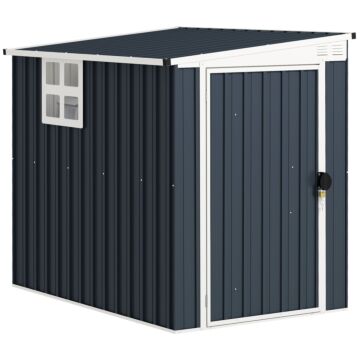 Outsunny 4 X 6ft Garden Metal Shed, Outdoor Storage Shed With Window, 2 Vents And Lockable Door For Garden, Patio, Dark Grey