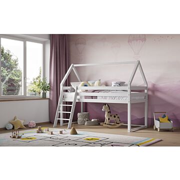 Flair Ellie House Midsleeper Wooden Bed In White