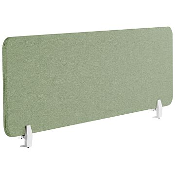 Desk Screen Green Pet Board Fabric Cover 130 X 40 Cm Acoustic Screen Modular Mounting Clamps Home Office Beliani