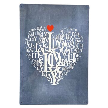 Metal Travel Wall Sign - Love Heart, Valentine