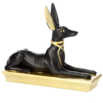 Decorative Gold And Black Egyptian Anubis Jackal Figurine