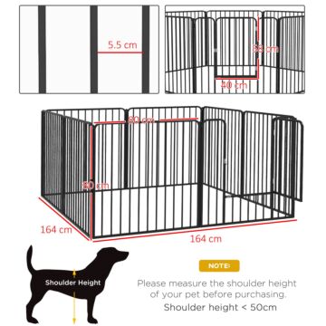 Pawhut 8 Panels Heavy Duty Dog Pen, 80cm Height Pet Playpen For, Small And Medium Dogs