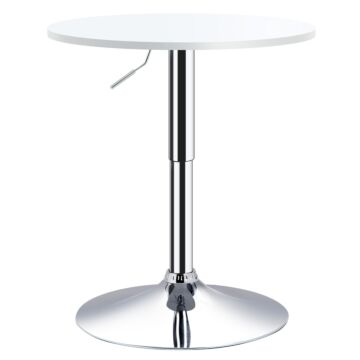 Homcom Bar Table Φ60cm Adjustable Height Round Bistro Table W/ Swivel Top Metal Frame Counter Surface Stylish Kitchen Conservatory White