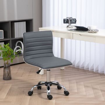 Vinsetto Adjustable Swivel Office Chair With Armless Mid-back In Pu Leather And Chrome Base - Dark Grey
