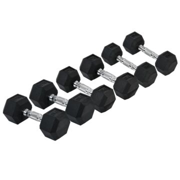Homcom Rubber Dumbbell Set Sports Hex Weight Sets Home Gym Fitness Lift Strength Training Exercise 2 X 5kg, 2 X 6kg, 2 X 8kg