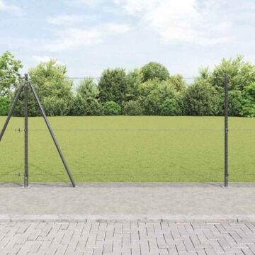 Vidaxl Hexagon Fence Grey 1.2x50 M Steel, Vidaxl Fence Posts With Base Plates 13 Pcs Ø32mm 68.5cm Galvanised Steel
