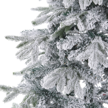 Artificial Christmas Tree White Synthetic 180 Cm Snow Frosted Flocked Hinged Branches Holiday Beliani