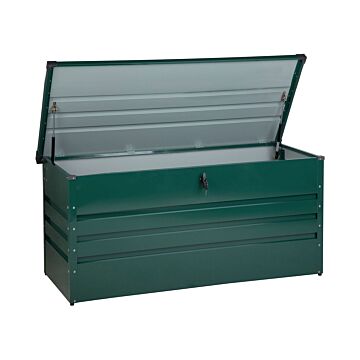Outdoor Storage Box Green Galvanized Steel 400 L Industrial Garden Beliani