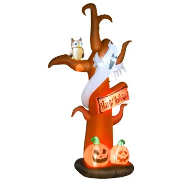 Homcom Next Day Delivery 2.7m Halloween Inflatable Tree With Ghost And Pumpkin, Led Lighted For Home Indoor Outdoor