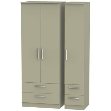 Contrast Tall Triple 2 Drawer + Drawer Wardrobe In Mushroom Matt