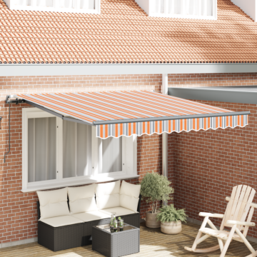 Vidaxl Manual Retractable Awning Multicolour Stripe 350x250 Cm