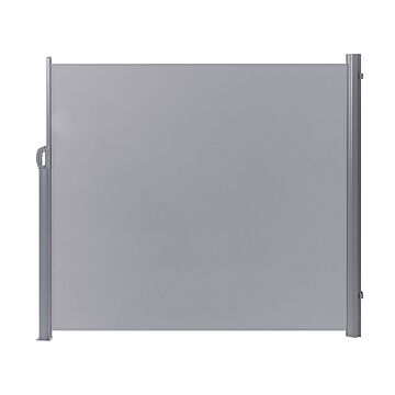 Side Awning Light Grey Polyester 180 X 300 Cm Fabric Shade Silver Aluminium Frame Retractable Beliani
