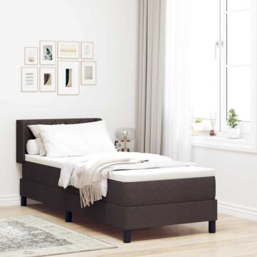 Vidaxl Box Spring Bed Dark Brown 80 X 200 Cm Fabric & Foam & Wood