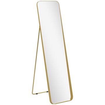 Homcom 40 X 160 Cm Rectangular Full Length Mirror - Gold Tone