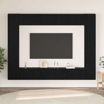Vidaxl Tv Cabinet With Shelf 10 Pcs Black Oak Medium 30.5 X 30 X 90 Cm