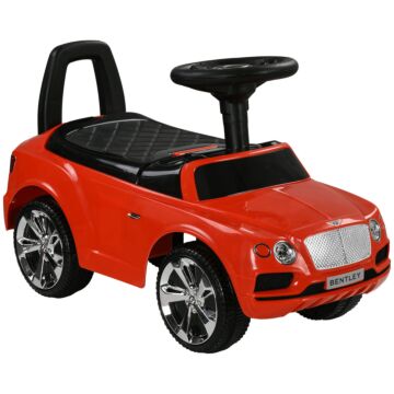 Aiyaplay Bentley Bentayga Licensed Foot To Floor Ride On Car, Sliding Car Push Along Car W/ Under Seat Storage - Red