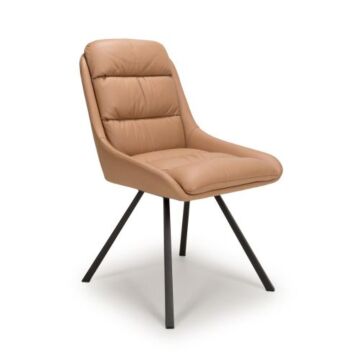 Arnhem Swivel Leather Effect Tan Dining Chair