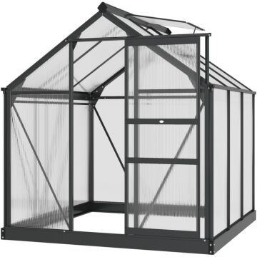 Outsunny 6 X 6 Ft Clear Polycarbonate Greenhouse Large Walk-in Green House Garden Plants Grow House W/ Slide Door And Push-open Window