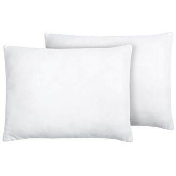 Set Of 2 Bed Pillows White Microfibre 50 X 60 Cm Soft Beliani