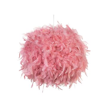Pendant Ceiling Lamp Pink Faux Fur Ball Shade Globe Sphere Shaggy Beliani