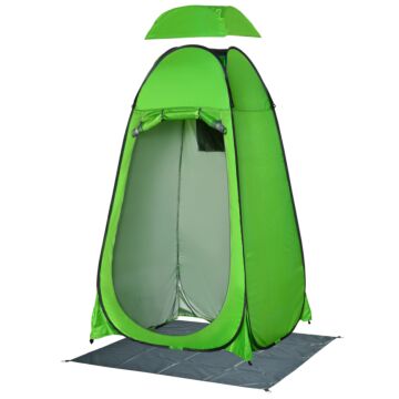 Outsunny Camping Shower Tent Pop Up Toilet Privacy For Outdoor Changing Dressing Bathing Storage Room Tents, Portable Carrying Bag For Hiking, Green