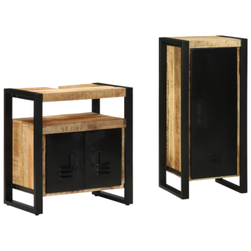 Vidaxl Bathroom Furniture Set With Shelf 2 Pcs Brown Solid Mango Wood
