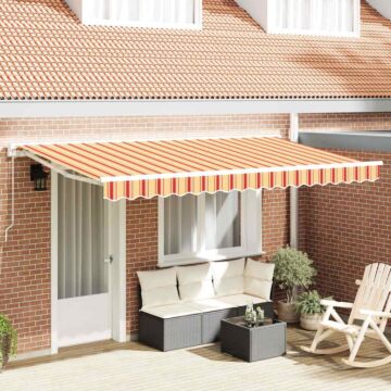 Vidaxl Retractable Awning Manual Yellow / Orange / White 400x200 Cm