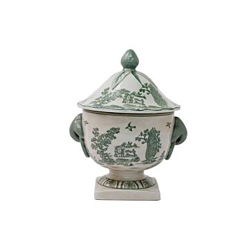 Ceramic Green Parrot Palm Willow Urn 28cm