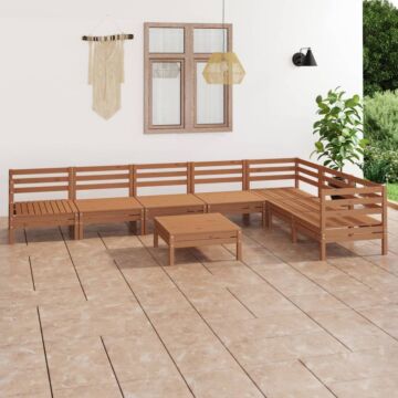 Vidaxl 8 Piece Garden Lounge Set Solid Wood Pine Honey Brown