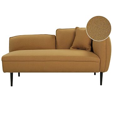 Chaise Lounge Mustard Yellow Boucle Fabric Metal Legs Right Hand With Cushion Modern Design Beliani