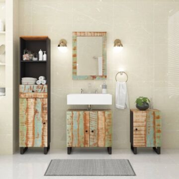 Vidaxl 4 Piece Bathroom Furniture Set Solid Wood Reclaimed