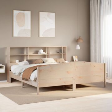 Vidaxl Bookcase Bed Without Mattress 180x200 Cm Super King Solid Wood Pine