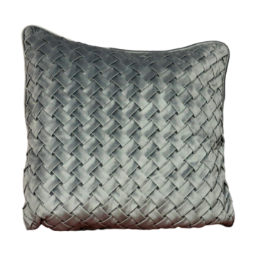 Woven Grey Velvet Cushion - Feather Filled