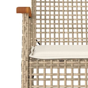 Vidaxl 5 Piece Garden Dining Set With Cushions Beige Poly Rattan
