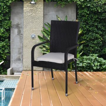 Outsunny Set Of 6 Chair Cushion Seat Pads Dining Chair W/ Straps Indoor Outdoor Removable Tie On Garden Patio Cream White