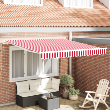 Vidaxl Manual Retractable Awning Red And White Stripe 300x250 Cm