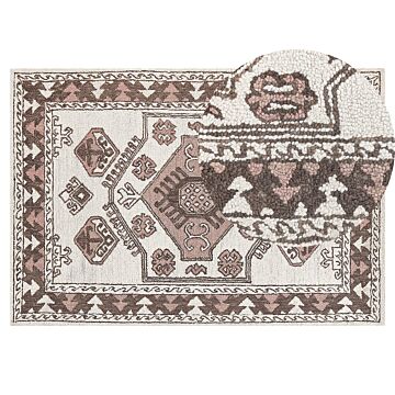 Area Rug Multicolour Wool 140 X 200 Cm Hand Tufted Geometric Oriental Pattern Boho Living Room Bedroom Beliani