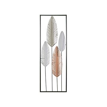 Wall Decor Feather Silver And Gold Metal Wall Art Modern Style Beliani