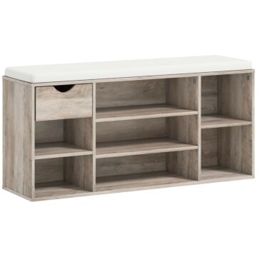 Homcom Shoe Storage Bench With Cushion - Grey