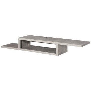 Homcom Wall Mounted Media Console, Floating Tv Stand Component Shelf, Entertainment Center Unit, Grey