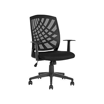 Office Chair Black Polyester Mesh Swivel Desk Computer Adjustable Height Beliani