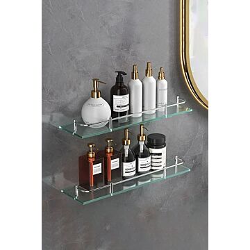 50cm Shelf Tempered Glass 6mm Thick Storage Organizer Wall Mounted Bathroom