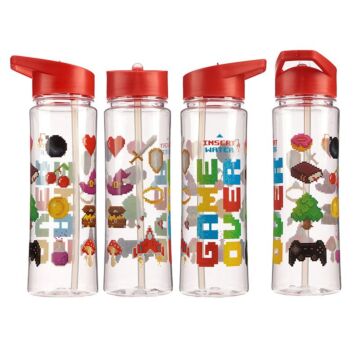 Reusable Retro Gaming Game Over 550ml Water Bottle With Flip Straw