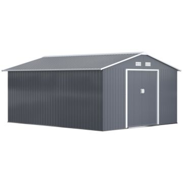 Outsunny 6.5 X 11ft Foundation Ventilation Steel Outdoor Garden Shed Grey