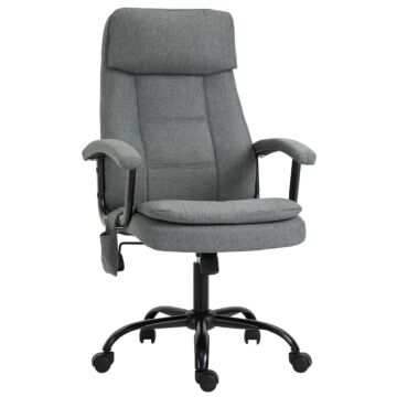 Vinsetto 2-point Massage Office Chair Linen-look Ergonomic Adjustable Height W/ 360° Swivel 5 Castor Wheels Rocking Comfortable Executive Seat Grey