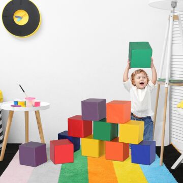 Homcom Kids 12-piece Pu Soft Stacking Blocks Multi-colour