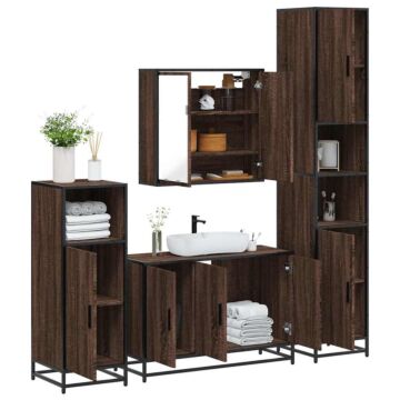 Vidaxl 4 Piece Bathroom Furniture Set Brown Oak Engineered Wood