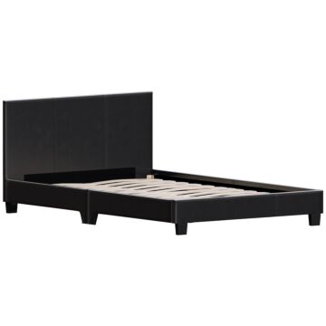 Vida Designs Lisbon Small Double Faux Leather Bed, Black