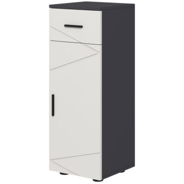 Kleankin Slim Bathroom Cabinet, Narrow Bathroom Storage Cabinet With Drawer, Door Cupboard, Adjustable Shelf And Soft Close Mechanism, Grey